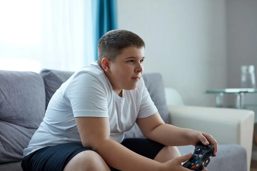 Overweight teen boy