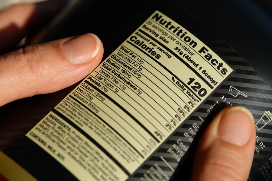 Nutrition Facts label on product