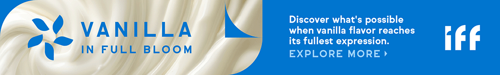 Banner with explore more CTA button and company logo featuring a vanilla cream picture