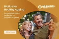 AB-Biotics promotional graphic for “Biotics for Healthy Ageing” webinar, featuring smiling older adults outdoors with event details and registration button AB-Biotics promotional graphic for “Biotics for Healthy Ageing” webinar, featuring smiling older adults outdoors with event details and registration button