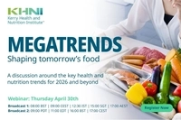 Image KHNI webinar Megatrends Shaping Tomorrow’s Food featuring health and nutrition trends, food innovation, and future of food 2026